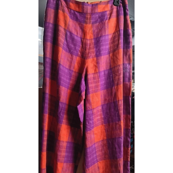 Eva Franco Vibrant Plaid Wide-Leg Pants - Red and Purple - Picture 5 of 5